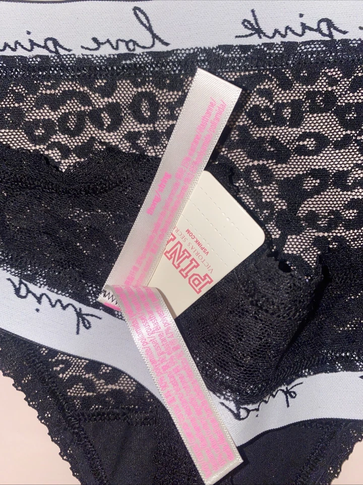 NWT  VICTORIA'S SECRET PINK/Thong/string Black Panty Size XL - Image 4 of 4