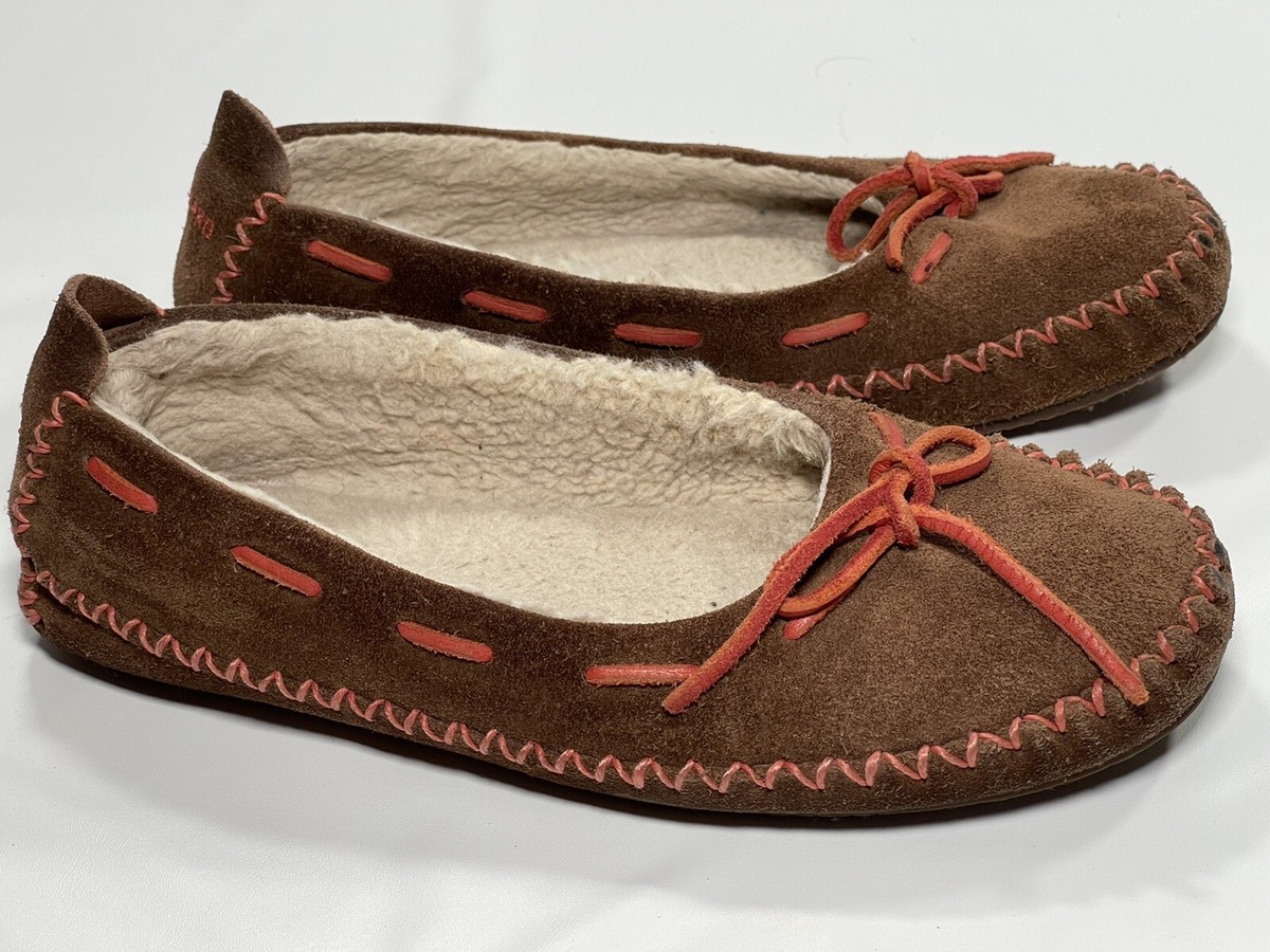 L.L. Bean Tan Slippers LL Bean Moccasins Shearling Fleece Lined Low Slippers Shoes  main image 2