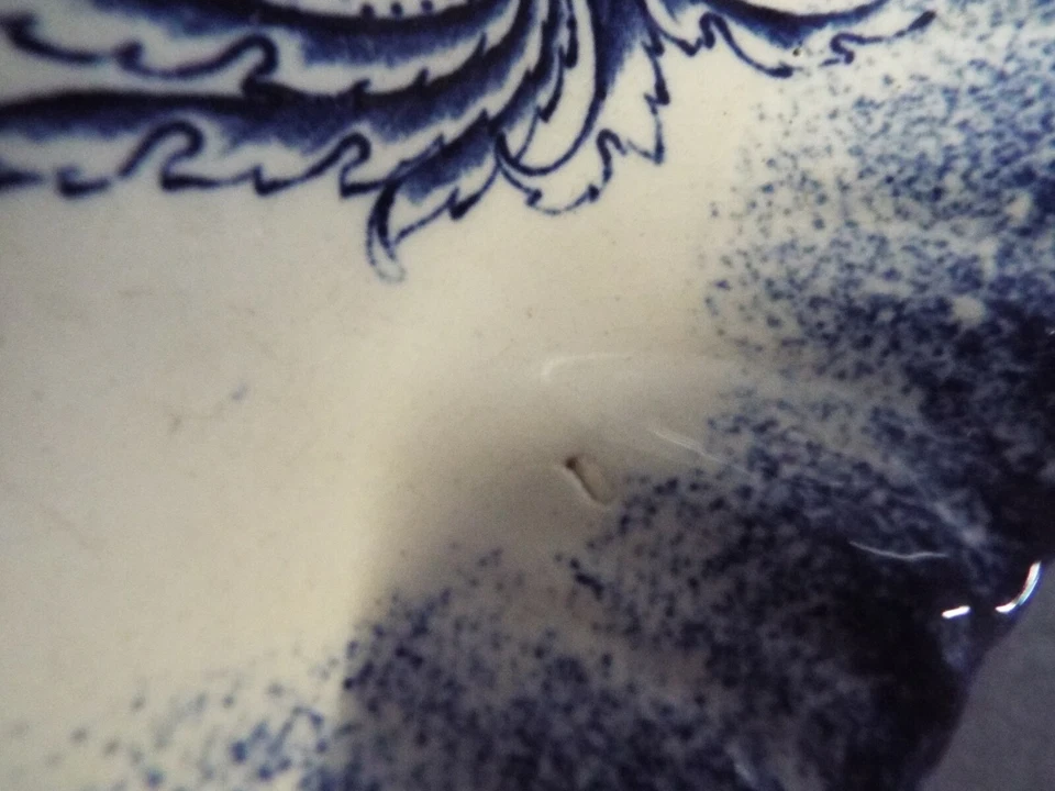 C. 1890 STAFFORDSHIRE SMITH & BINNALL BLUE & WHITE FLORAL OVAL VEGETABLE SERVING - Image 4 of 4