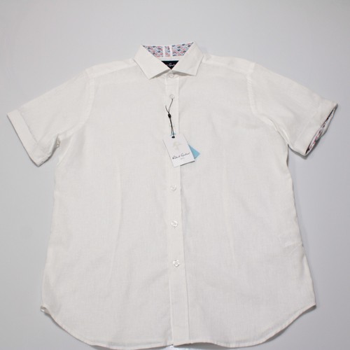 Robert Graham NWT Bennett S/S Casual Button Down Shirt L Tailored Fit in White - Picture 6 of 10