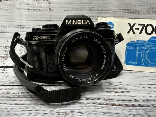 Minolta X-700 Film Camera w/ MC Rokkor PF 55mm 1:1.7 f/1.9 Lens & Booklet - Picture 2 of 14