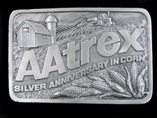 SK01140 VINTAGE 1985  AATREX SILVER ANNIVERSARY IN CORN  FARMING BELT BUCKLE