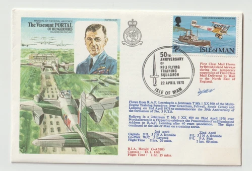 22/4/1978 Isle of Man Flown Cover - Marshal of RAF The Viscount Portal of Hunger