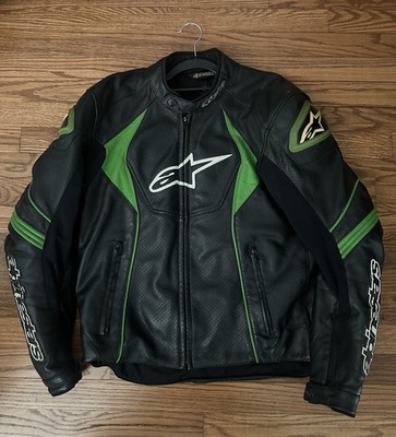 Alpinestars GP-R Leather Jacket Black/Green Size 42 Excellent Cond