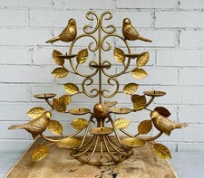 Vintage 2004 Bird And Leaves 10 Votive Brass Candle Holder Sconce Table Top