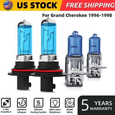 For Jeep Grand Cherokee 1996-1998 Halogen Headlight Hi/Lo+Fog Light Bulbs Combo