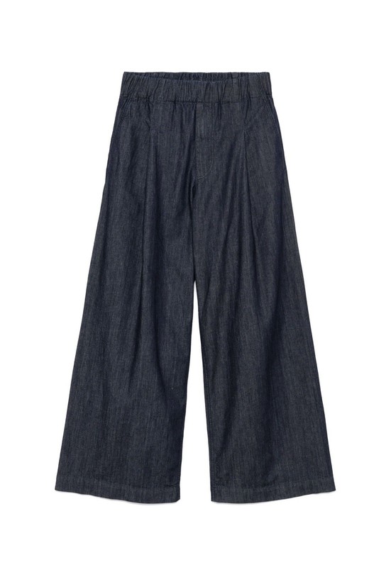 Dries Van Noten Men’s Wide Legs Plaid Front Pilan Jeans, Indigo Blue, Size M