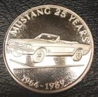 1989 Ford Motor Company 25 Years Mustang Anniversary Silver Round .999