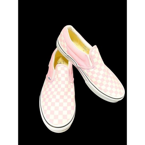 Van's Kid's Pink White Checkered Classic Slip-OnCanvas Loafers Youth Size 7