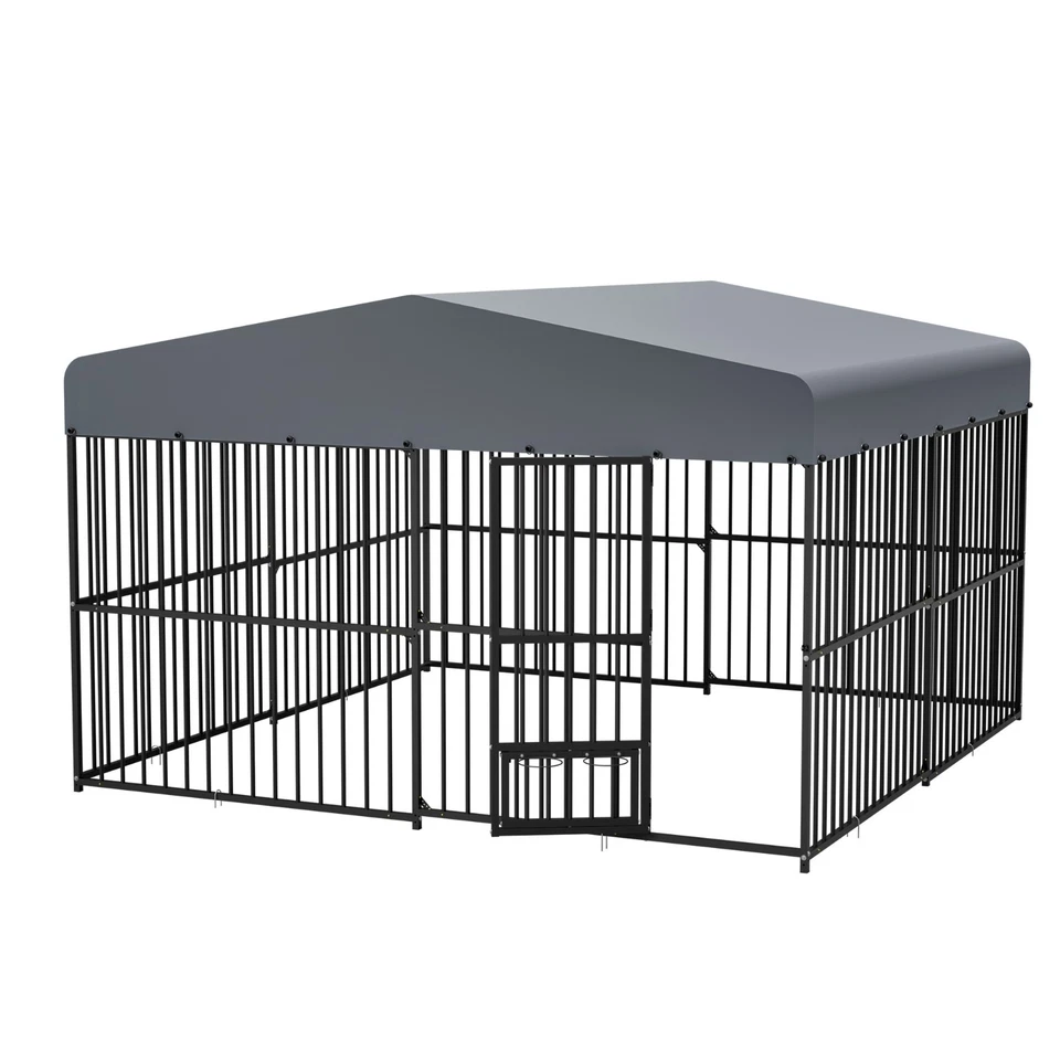 Recinto jaula sombra perrera casa para correr perros mascotas al aire libre de 10x10 pies con cubierta parque infantil Foto 2 de 4