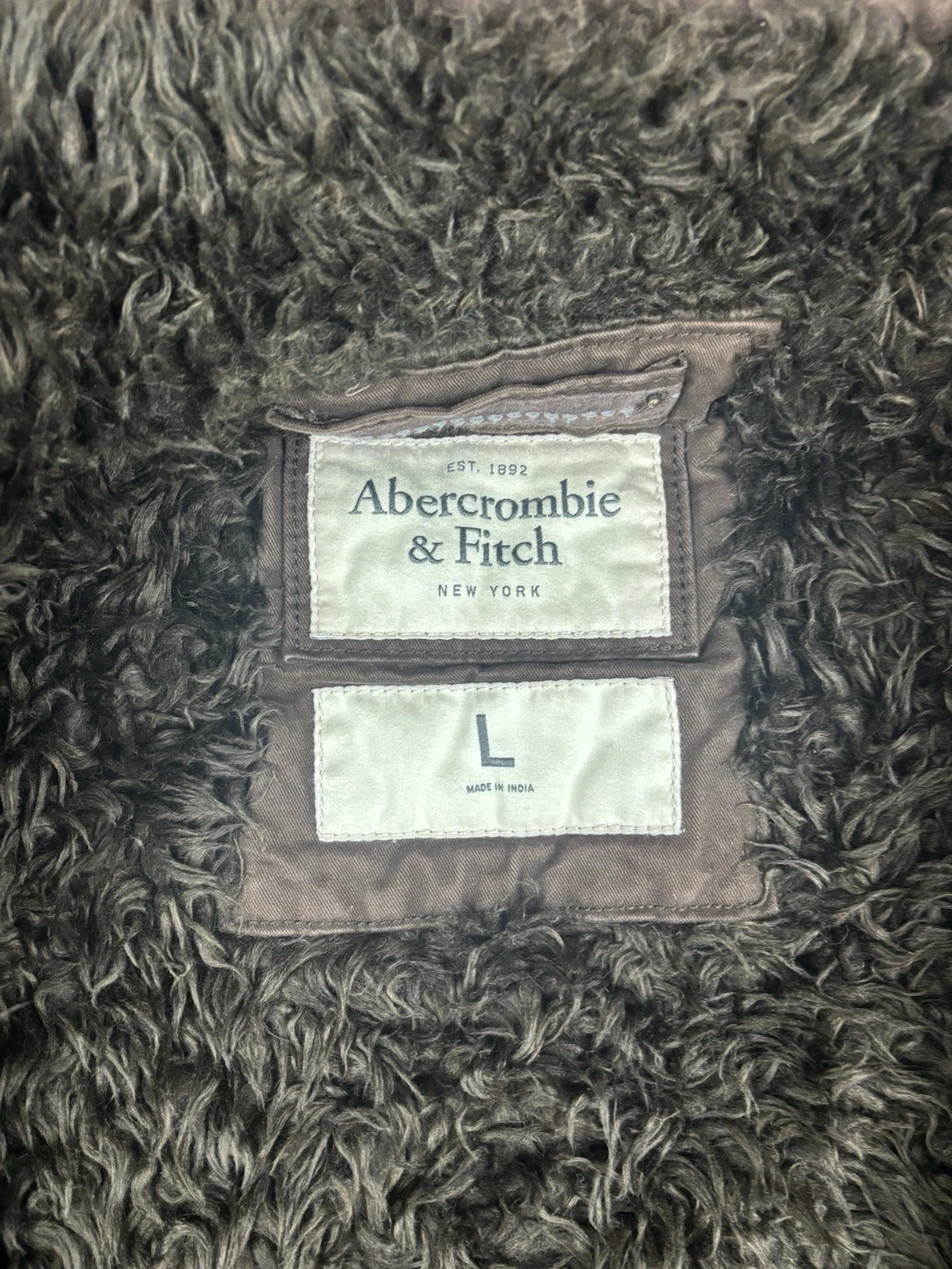 Abercrombie & Fitch Adirondack Jacket Canvas Fur Lined Brown Fade Vintage Mens L - product detail image 5
