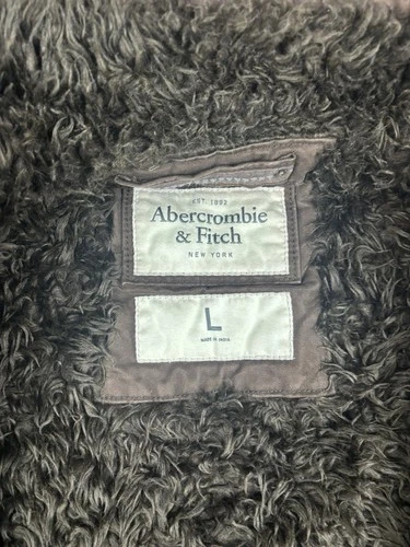 Abercrombie & Fitch Adirondack Jacket Canvas Fur Lined Brown Fade Vintage Mens L image 5