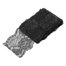 3 Inch Wide 5 Yard Elastic Lace Ribbon Black Floral Pattern Lace Trim