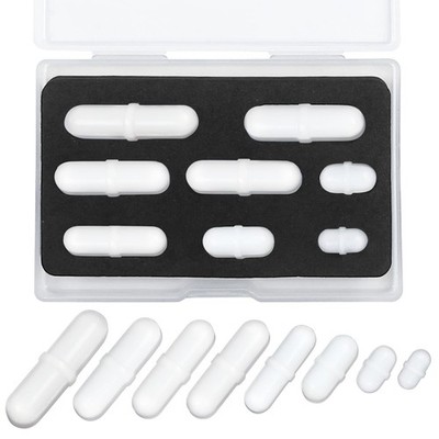Magnetic Stir Bar Set, Lab Type-B Mixed Size PTFE B-Type Mixed, White 