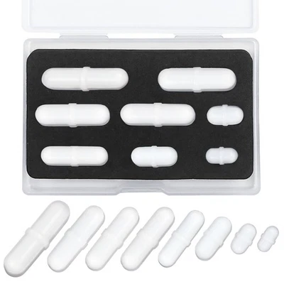 GPJYYDS Magnetic Stir Bar Set, Lab Type-B Mixed Size PTFE B-Type Mixed, White