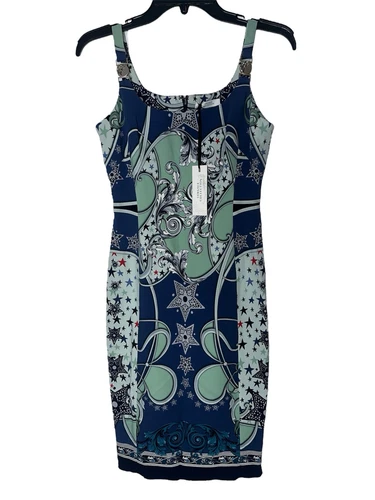 Abito donna Versace Collection taglia 38 bodycon elasticizzato senza maniche NUOVO LEGGI