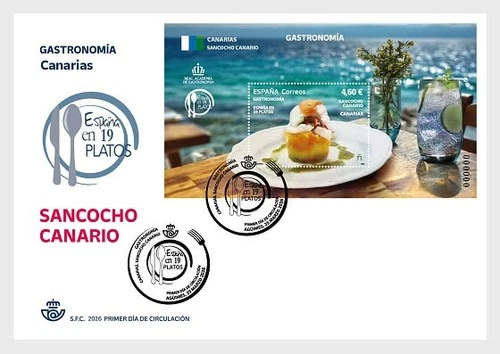 spain 2026 espagne food gastronomy 19 Dishes Canarian SANCOCHO fish pot ms1v FDC
