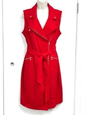 Calvin Klein Dress Size 12 Lipstick Red Full Zipper Sleeveless NEW WITHOUT TAG