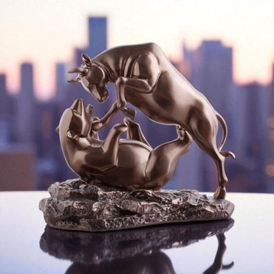 Marktkampf Bronze Bullish vs Bearish Fight BULL-01