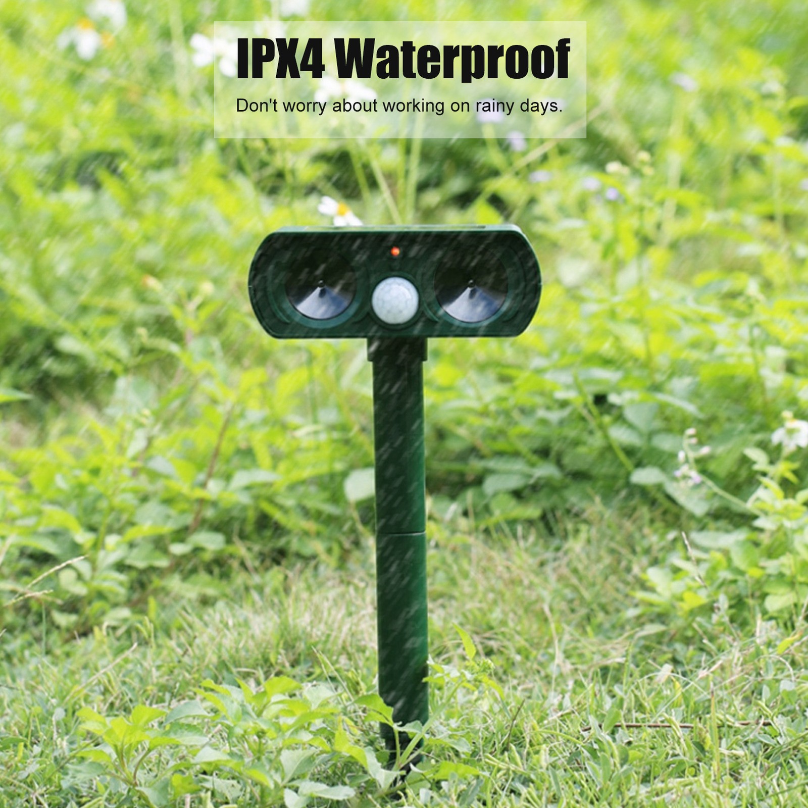 Solar Powered Ultrasonic Animal Repeller Wild Boar Cat Dog Repellent For Outd VI