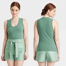 2 PACK Large - Womens U-Neck Slim Fit Tank Top - A New Day - Green