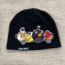 Angry Birds Embroidered Patch Black Winter Beanie