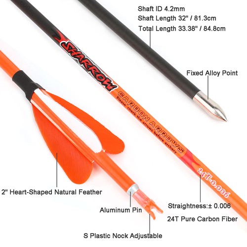 12X 32" Carbonpfeile SP500 Jagdpfeil 4.2mm Bogenschießen Compound RecurveBogen - Bild 2 von 16