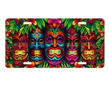 Neon Tiki Man Front License Plate Car Accessory Vanity Plate