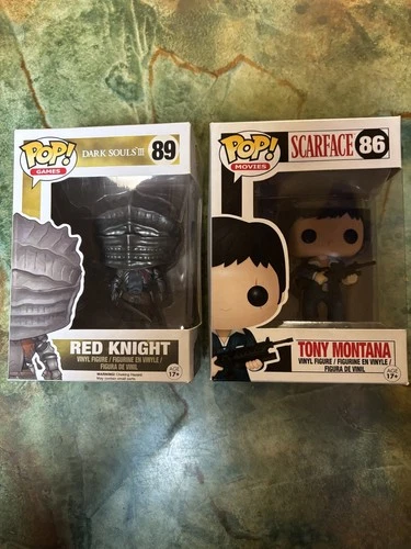 Funko Pop Scarface Tony Montana #86 and Darksouls 3 Red Knight #89 w protectors
