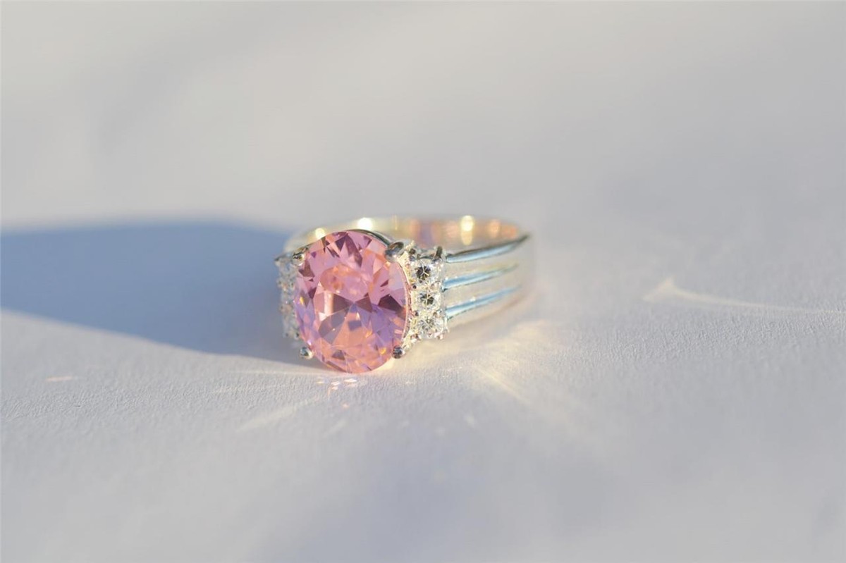 ●VVV● Silver 925 Pink Cubic Cutie Ring 24FWRG044SVF New Sterling Silver Cubic Zirconia Pink Size 5 Fashion Ring