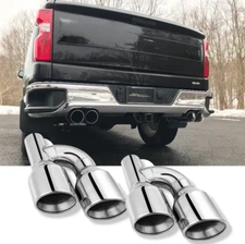 2.5" In 4" Out H-Type Dual Wall Exhaust Tips Pipe For Chevy/GMC 2500/3500 6.0L
