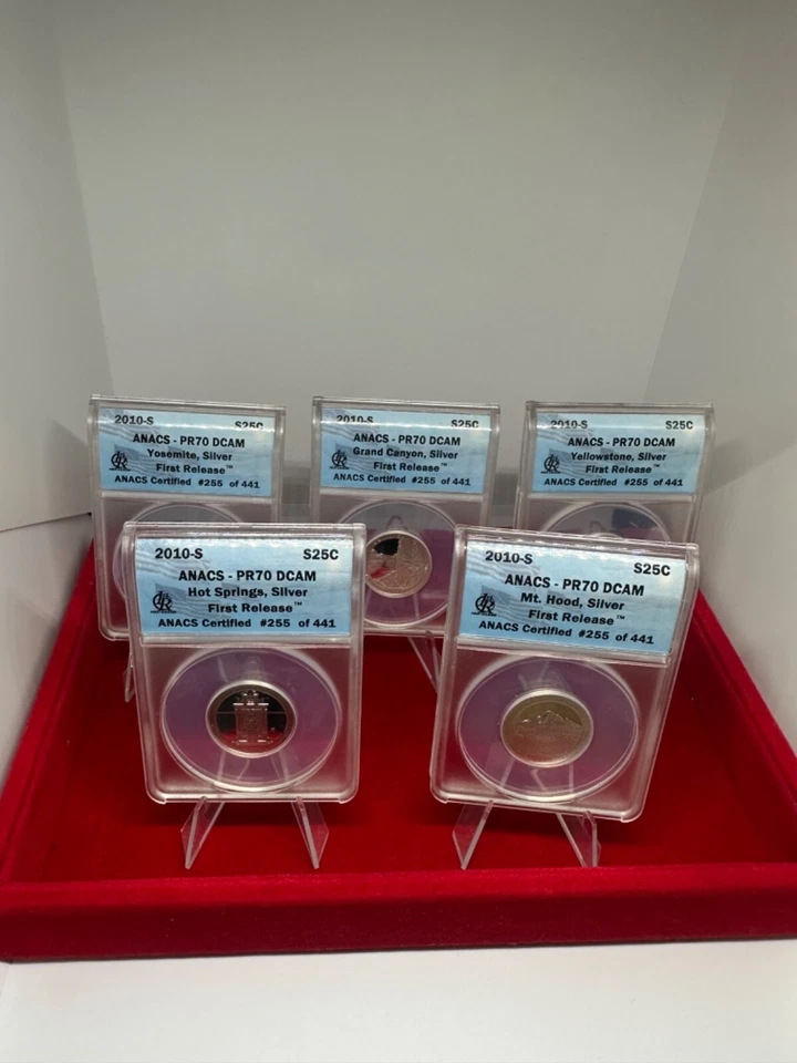 5 Sets of 2010-S Quarter silver dollars ANACS -PR70 DCAM First Release - Image 2 of 4