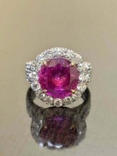 925 Sterling Silver Lab Created Ruby Halo Cocktail Women's Engagement Ring