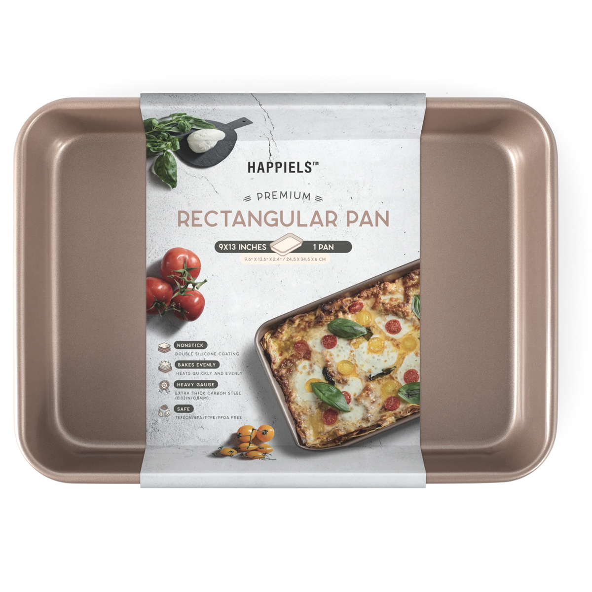 HAPPIELS 9x13 Nonstick Non Toxic Baking Pan Cake Pan 13x9 inch