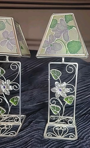 Lamp Shade Style Tea Light Candle Holder Set Metal 9.5" - Picture 21 of 23