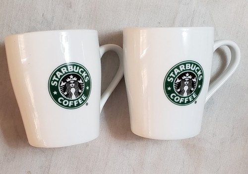 Starbucks Tassen (2) weiß mit Logo 4" hoch 3" Durchmesser Spülmaschinen-/mikrowellengeeignet 2007 - Bild 1 von 5