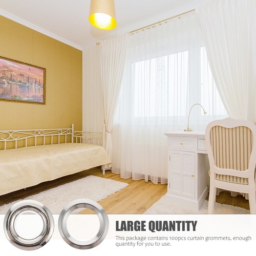 100 Pcs Metal Grommet Curtain Buttonhole Grommets for Curtains Low Noise Ring - Picture 2 of 12