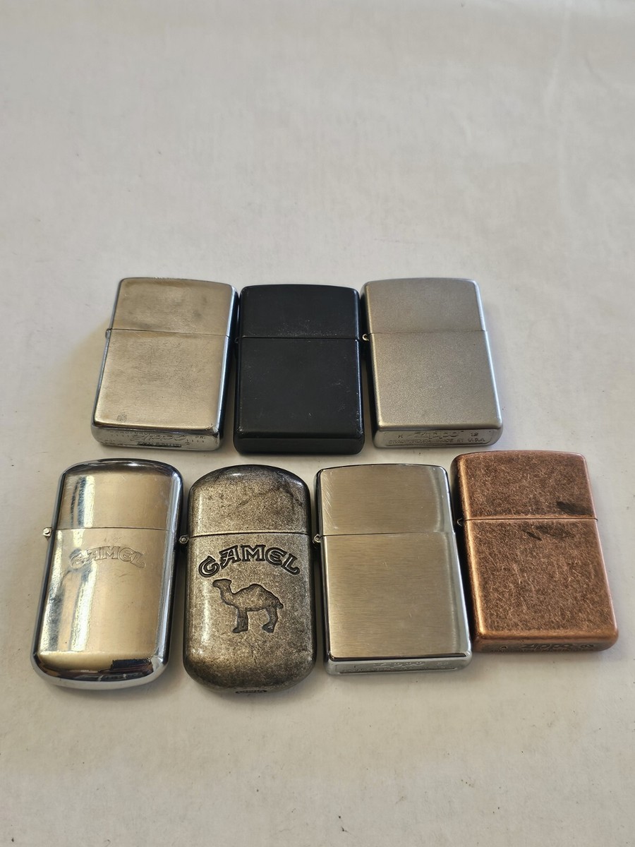 Vintage Lighters Lot Of 7 Non Working Condition Zippo,Camel 4