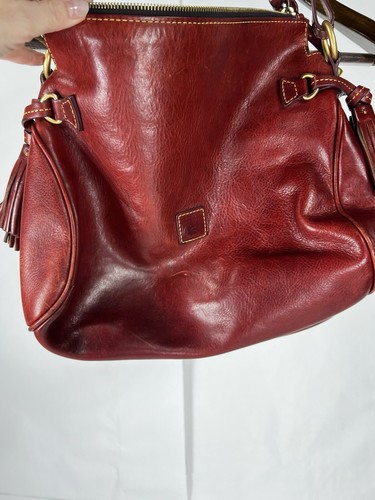 Dooney Bourke Italian Floretine Bag Vachetta Leather Hobo Slouch Shoulder Tassel - Picture 2 of 12