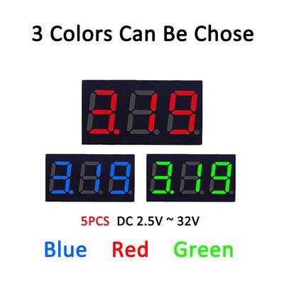 5PCS Mini DC 0-100 V 0,28 ''3-Digital Voltmeter LED Spannungsfeldanzeige 2-Draht