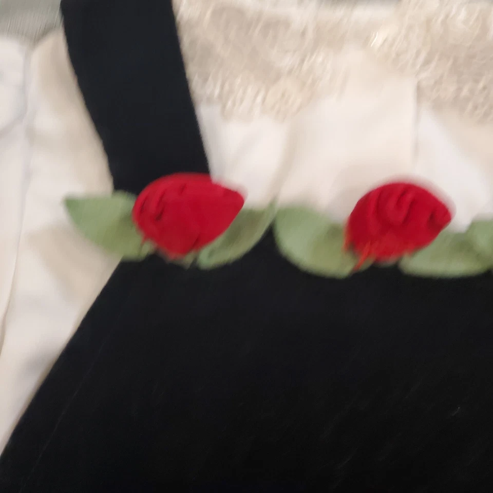 Conjunto de conjunto baberos de terciopelo negro vintage años 90 niñas pequeñas 18 meses Foto 4 de 4