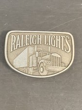 Vintage Raleigh Lights Cigarettes Tobacco Semi Truck Belt Buckle - Trucking 70's