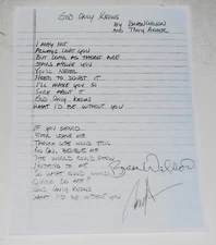 "God Only Knows" Beach Boys Brian Wilson Song handwritten lyrics 9"x11" print