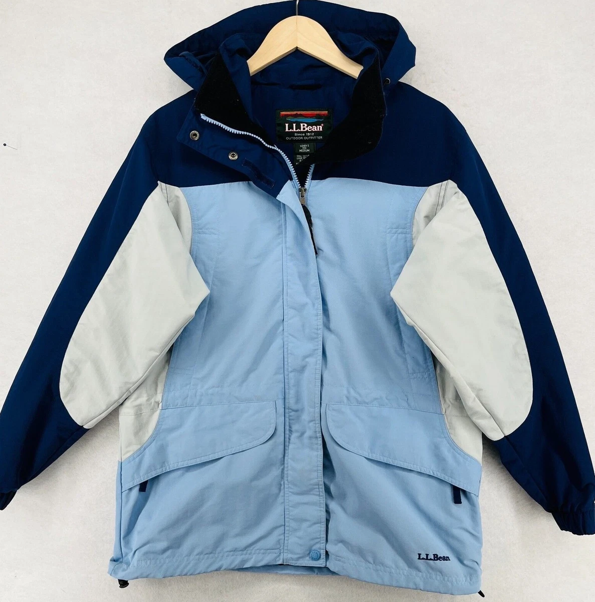 LL BEAN Outdoor Outfitters Ski Jacket Shell Women's Size M Hooded Full Zip Blue