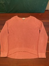 Loft Outlet Large Medium Pink Cotton Blend Knit Sweater 100 Cotton Loose Fit