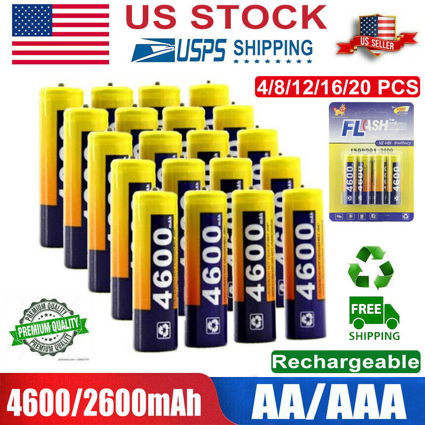 AA AAA Rechargeable Batteries 4600mAh 2600mAh High Capacity 1.2V NiMH Pre-Charge-image