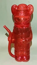 Showbiz Pizza Time Chuck E Cheese Vintage Red Blow Mold Plastic Bottle or Cup