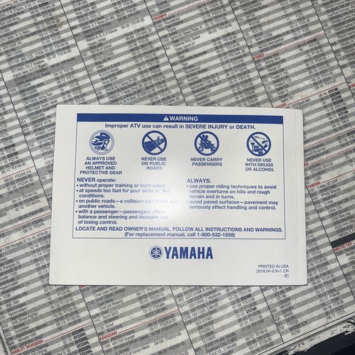 2019 YAMAHA YFZ450 Owners manual - Bild 2 von 2