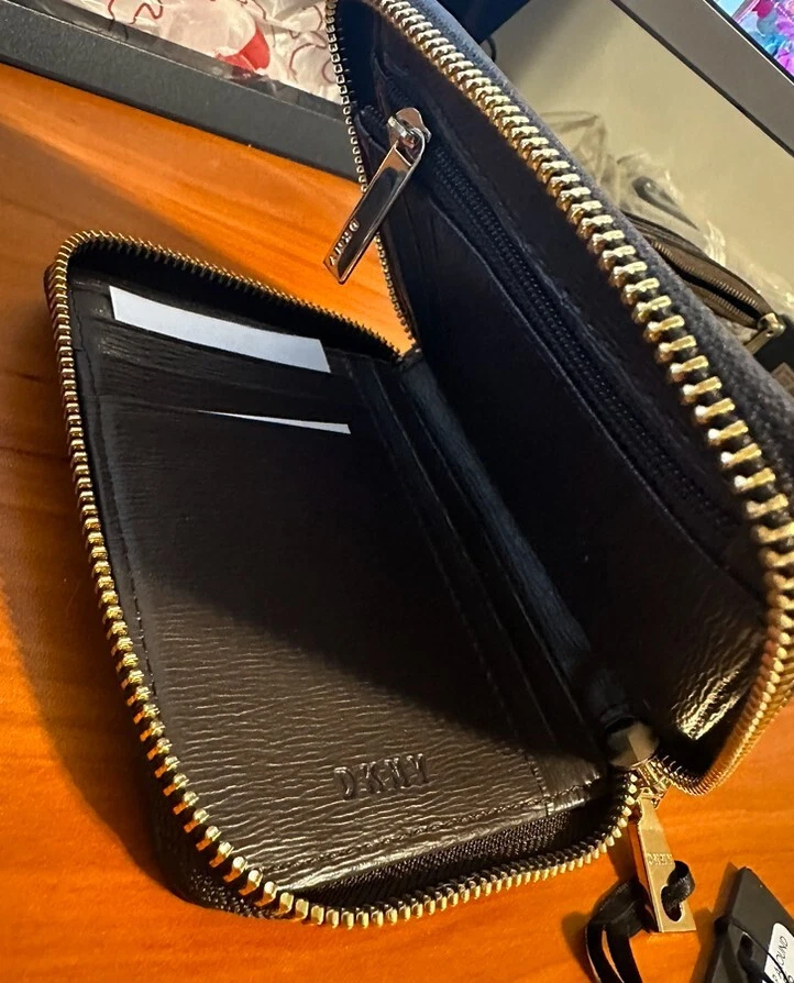 女士 DKNY 小号拉链钱包全新 WT!! 大量折扣 - 黑巧克力 — 第 3/4 张图片