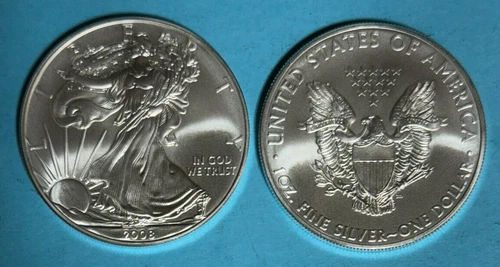 2008 American Silver Eagle - GEM BU fresh from U.S. Mint tube